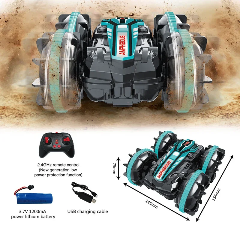 Newest High-tech Remote Control Car 2.4G Amphibious Stunt RC Car Double-sided Tumbling Driving Children's Electric Toys for Boy 4