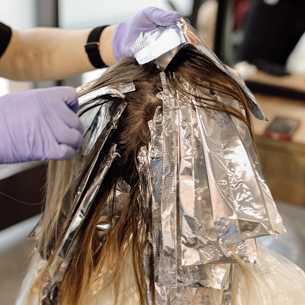 Hair Coloring Foil Sheets 200pcs Hair Coloring Aluminum Foil 12cmx14cm Tin Aluminum Foil Sheets Hairdressing Perm for Salon Barber Shop