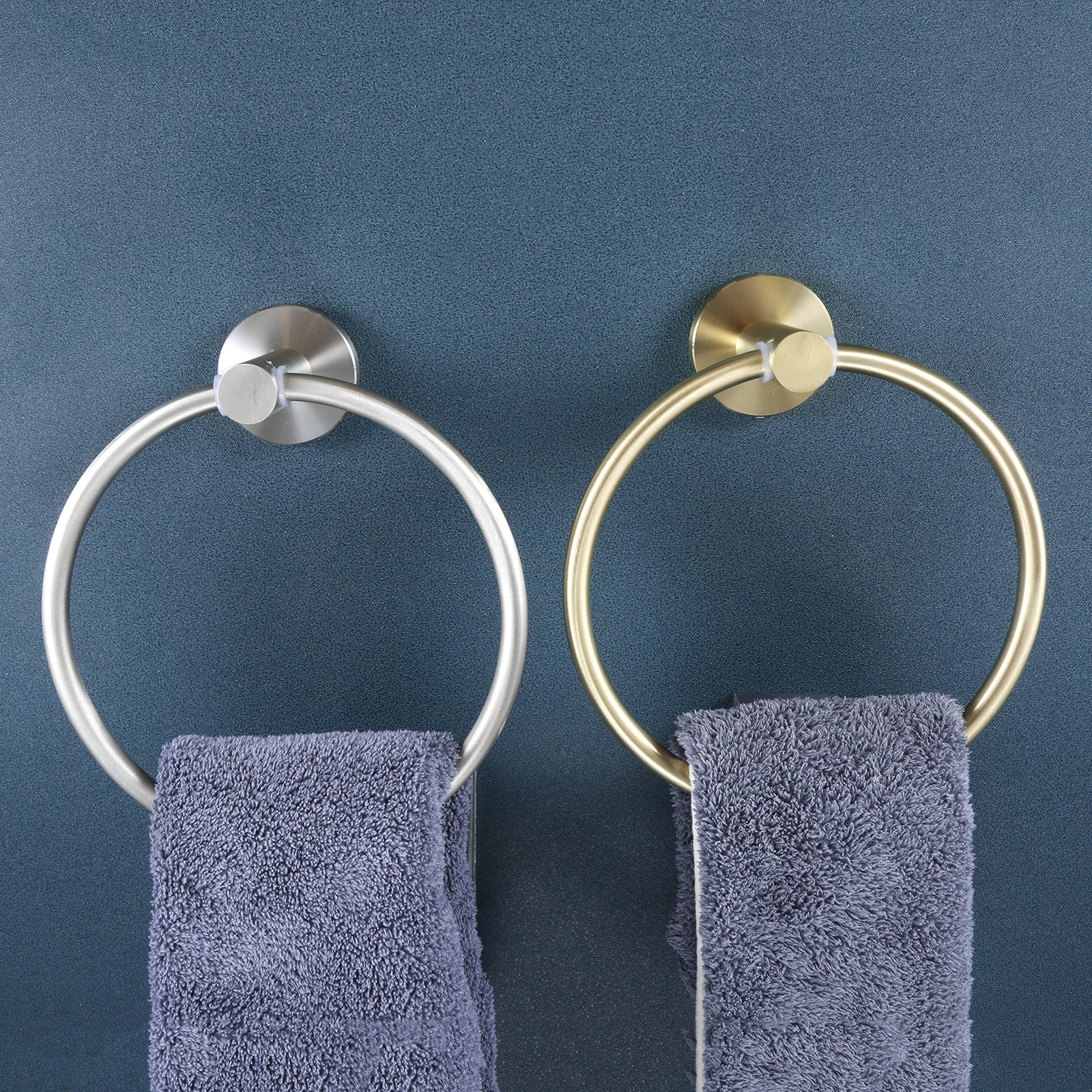 Ring Towel Holder Round Hand Wall Mounted Rack Stainless Steel Brushed Nickel/Gold Modern Minimalism Bathroom Kitchen Home Hotel