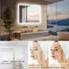 LED Light Bathroom Mirror Illuminated Wall Mounted Vanity Makeup Anti-Fog Rectangle 3 Colors Touch Light 6