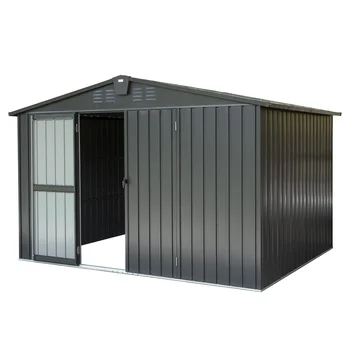 Outdoor metal tool shed, 10'x 8 ', garden storage shed, large tool shed, Galvanized Steel，garden，backyard，shed outdoor storag ， 1