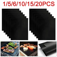 1/5/6/10/20pcs Reusable Non-Stick BBQ Grill Mats Baking Mat Outdoor Cooking Grilling Sheet Heat Resistance Oven Baking Pad Sheet 1