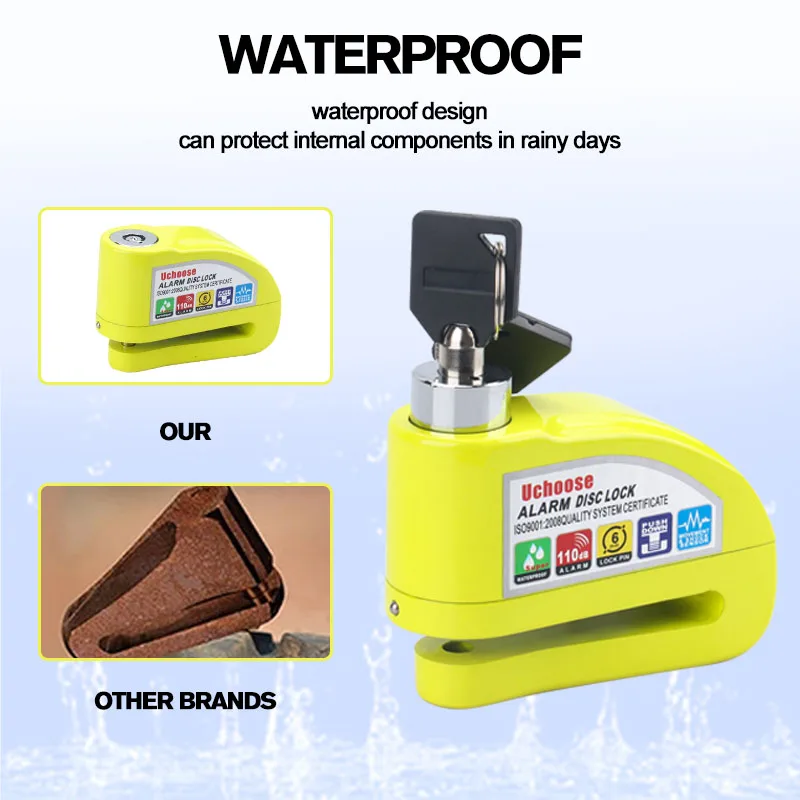 Waterproof Anti-Theft Motorcycle Disc Brake Alarm Lock with Bag and Reminder Rope - Free Shipping