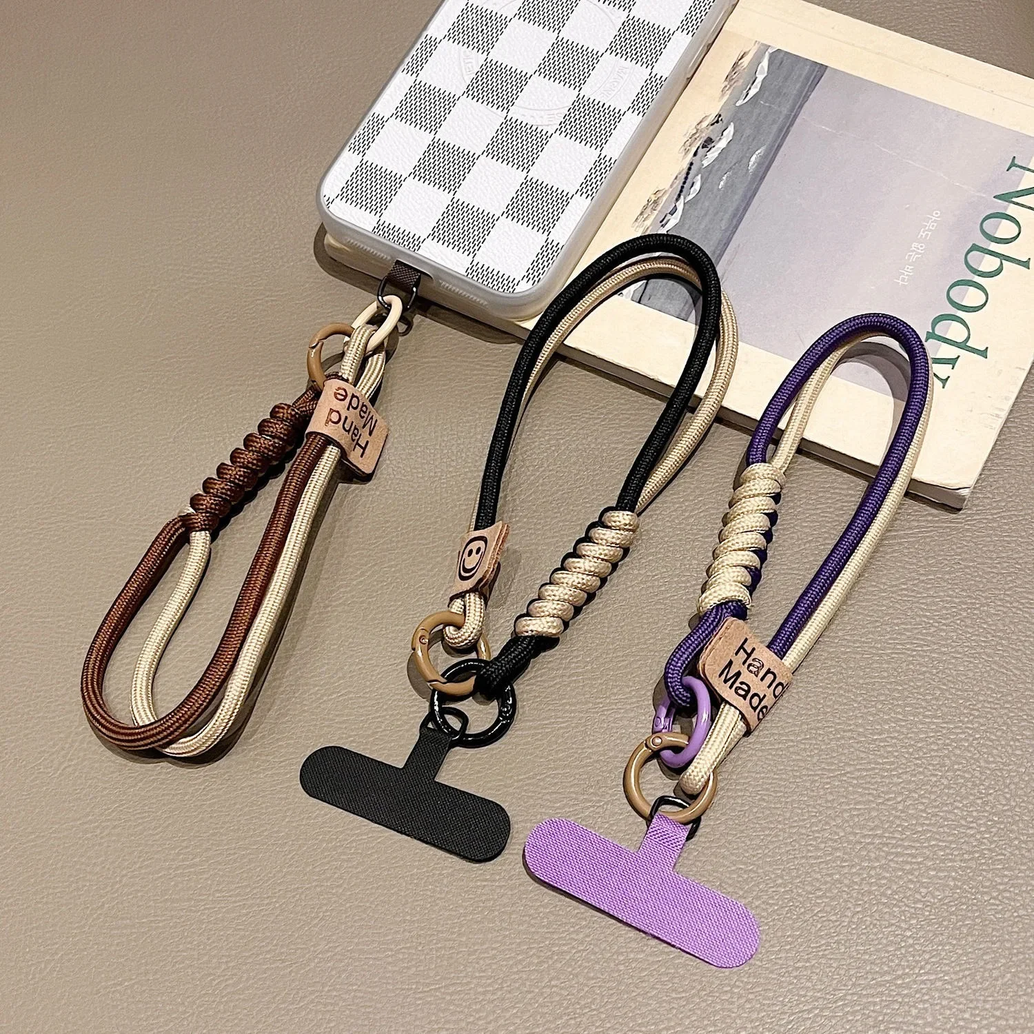 Luxury Braided Wrist Mobile Phone Lanyard with Anti-Fall Hand-held Pendant