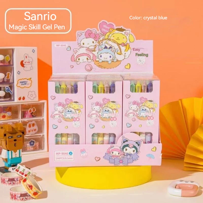 

Sanrio 12/24pcs Gel Pen 0.5mm Press Erasable Blue Cartoon Kawaii Hello Kitty Kuromi Cinnamoroll Student Writing Tool Signing Gif