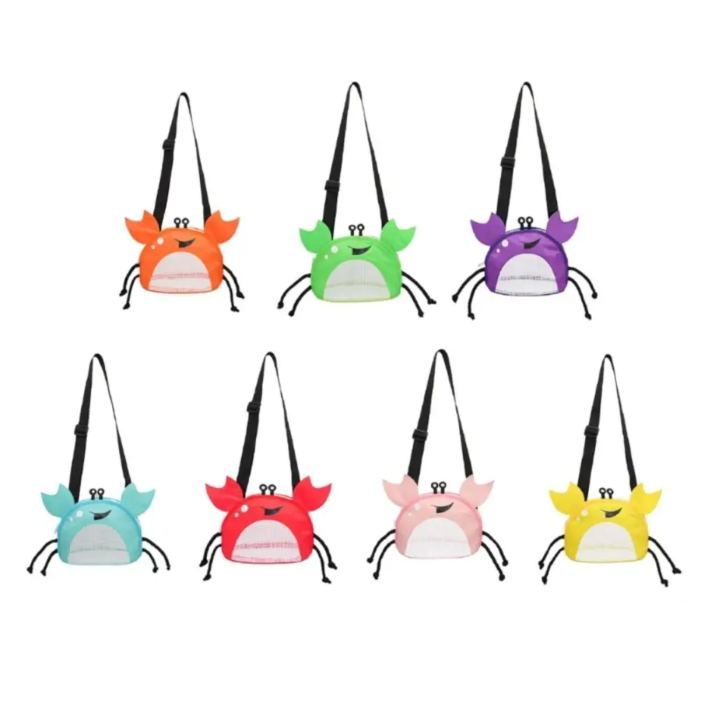 Beach Mesh Bag Cute Crab Shaped Shell Bags for Holding Beach Shell ,Toys Collecting Storage Bags for Kids Sand Tools Organizer 3