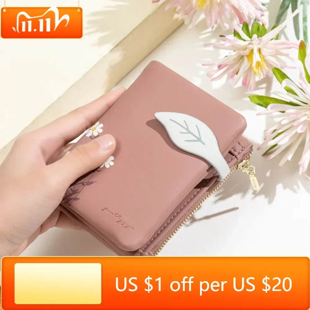 

Новинка 2023, женский складной кошелек из искусственной кожи на молнии в Корейском стиле, многофункциональная пряжка, держатель для карт двойного сложения