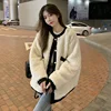 Winter Thickened Lamb Fur Jacket Women's Fashionable Warmth Design Sensation Chic Top Quality Material Crew Neck Loose Fit