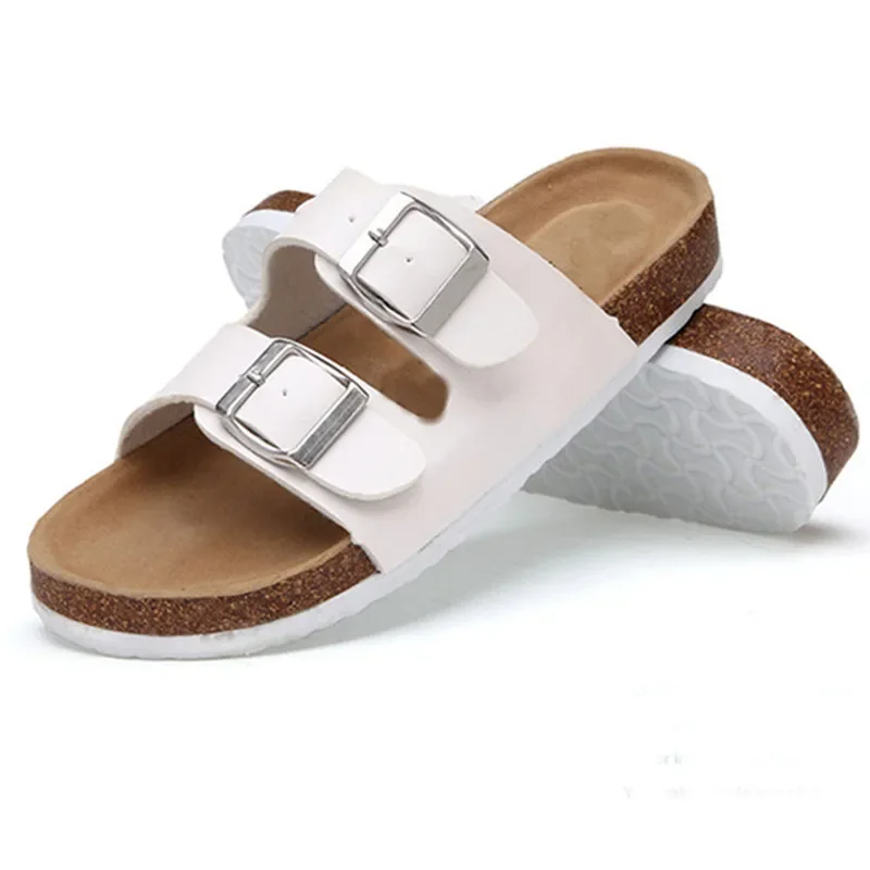 High Quality men and women Summer Cork Foot bed Sandal Outdoor Slippers Large Size Flat Slippers for women Zapatillas Mujer