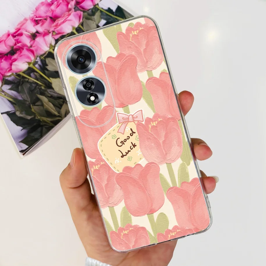 2024 New Stylish Flower Transparent Soft Silicone Slim Back Cover