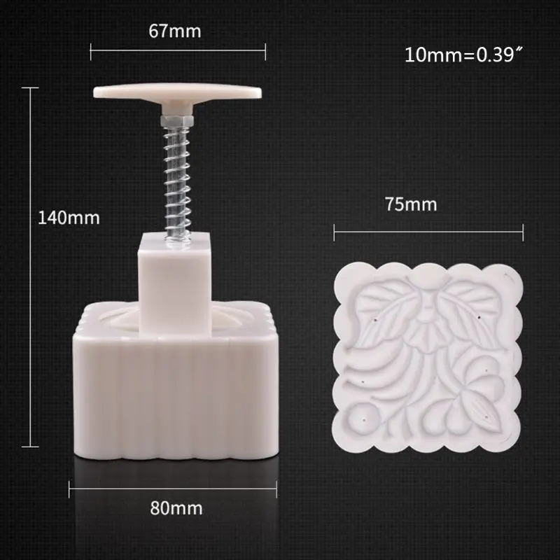 250g Mooncake Mold with 6pcs Square Flower Stamps Hand Press Moon Cake Pastry Mould DIY Bakeware Mid-autumn Festival
