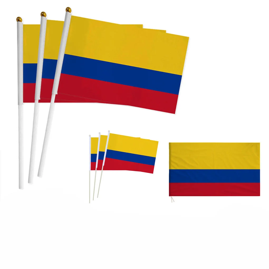Z-One Flag 100Pcs Colombia Hand Flag 14*21Cm Bandiera Nazionale Colombiana Tenuta In Mano Sventolante Piccola Bandiera Indoor Outdoor Home Decor