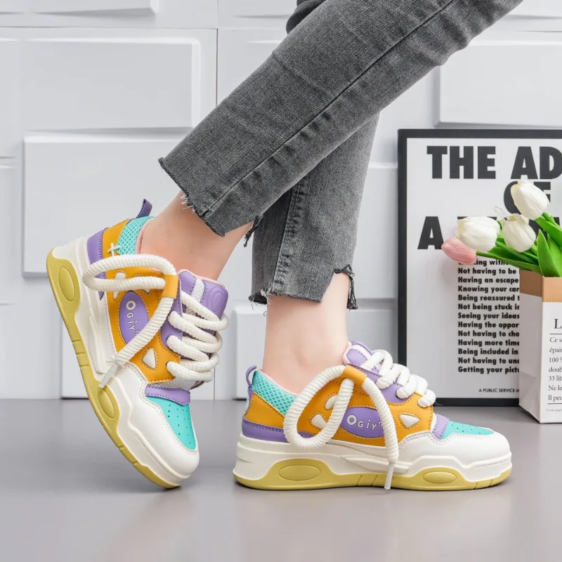 2024Brand Platform Sneakers Women's Height Increased Breathable Soft sole Running Shoe Luxury Microfiber Vulcanize Shoes for Men 2