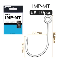 BKK IMP - MT Tube Eye Hooks - Forged Shank, Needle Point, Micro Barb, Enhanced Penetration for Versatile Angling (6)