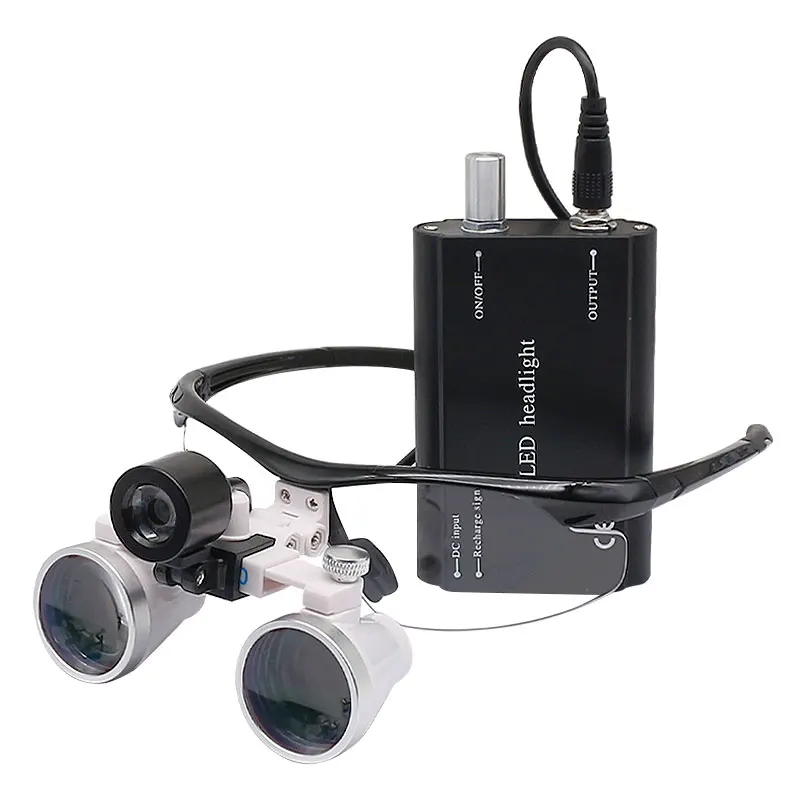 3W Bleu clair 2.5X Loupes Dentaires Binoculaires, Loupe