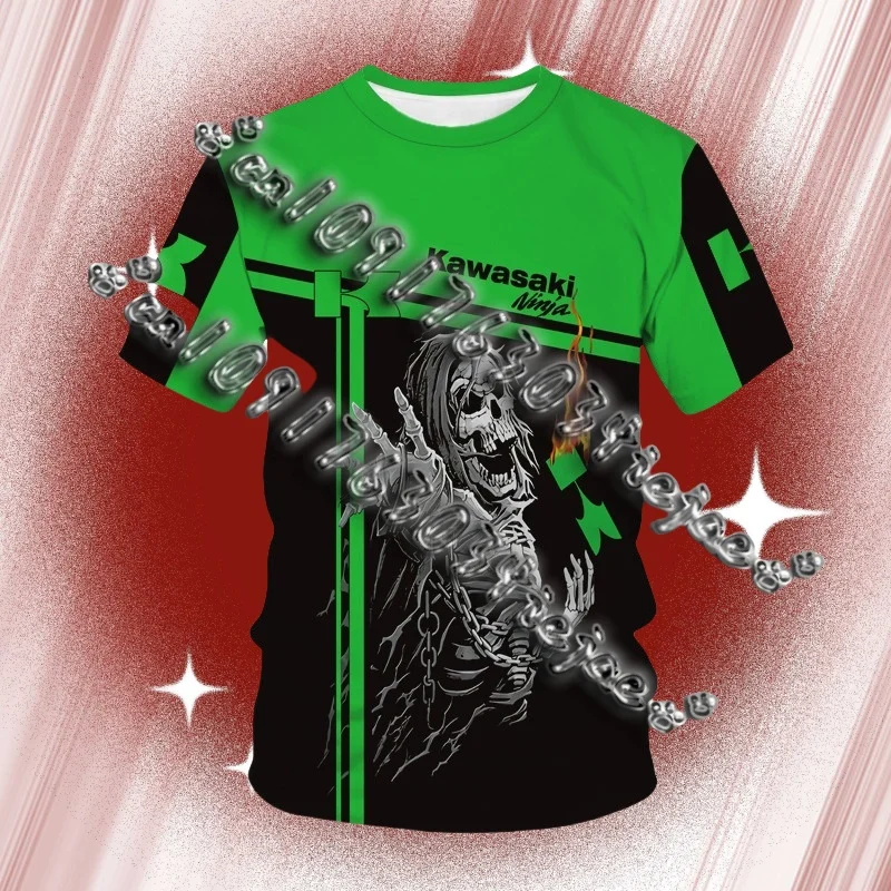 Fashion Kawasaki Moto Sport T-Shirt For Motocross Fans 3D T Shirt Gift For Men Motorcycle Graphic Print Racing Teamwear