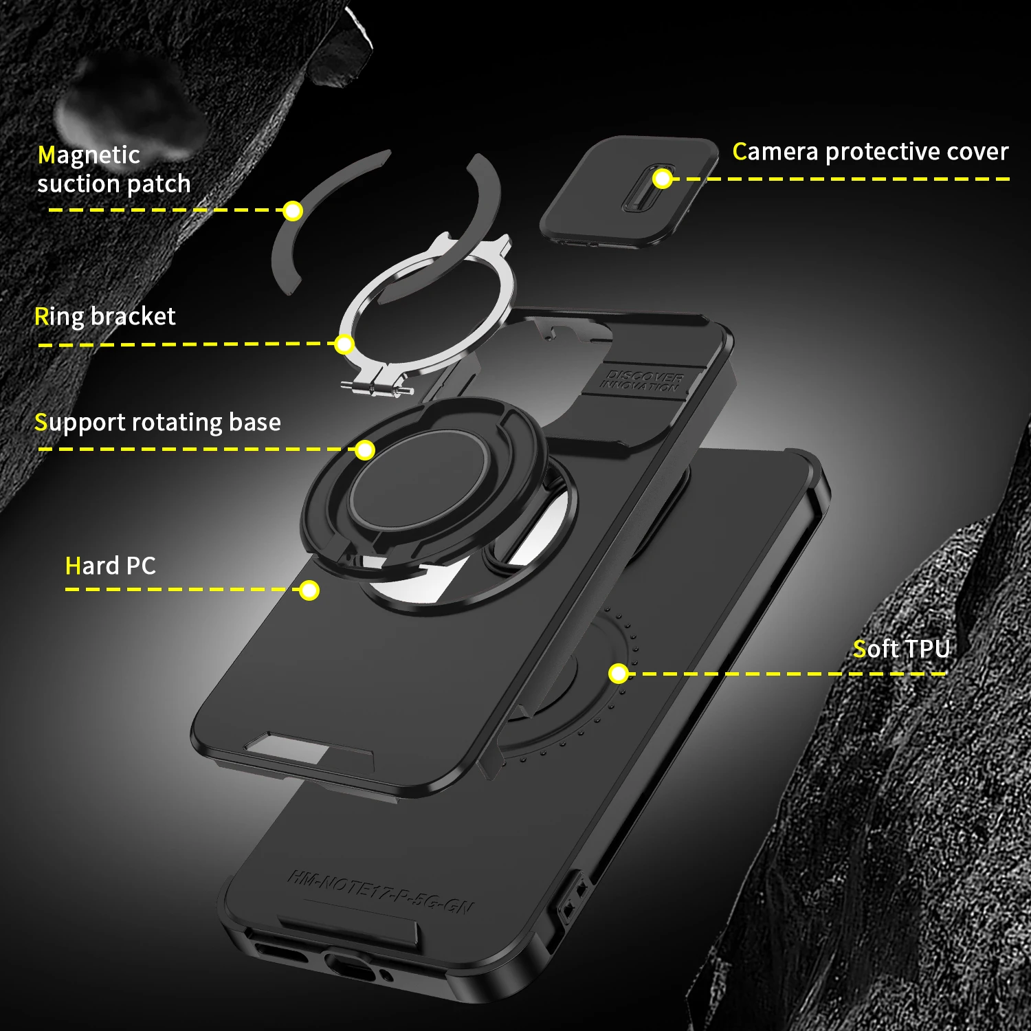 Heavy-Duty Rugged Magnetic Stand Phone Case with Slide Camera Protection