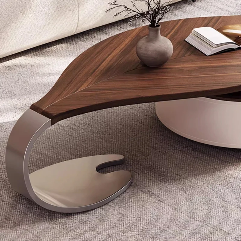 Modern Leaf Shape Walnut Veneer Coffee Table Light Luxury Living Room Home New Designer Creative Special Shape Coffee Table