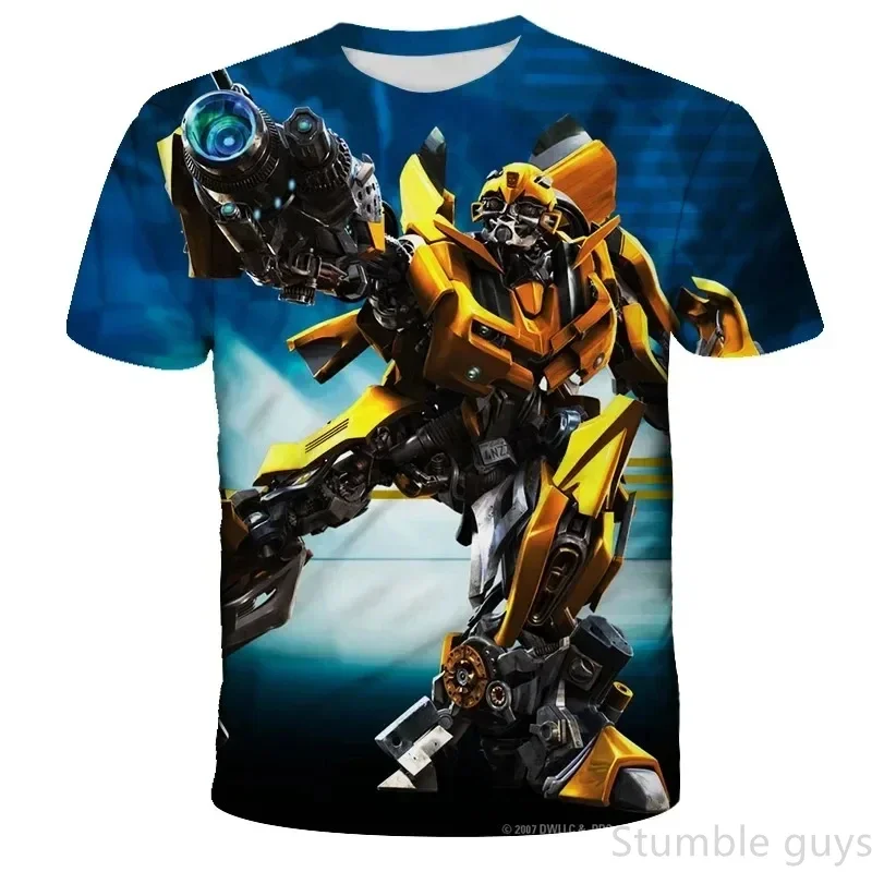 Little Boys Transformers 티셔츠 여름 범블비 프린트 반소매 소프트 카톤 캐주얼 데일리웨어 탑