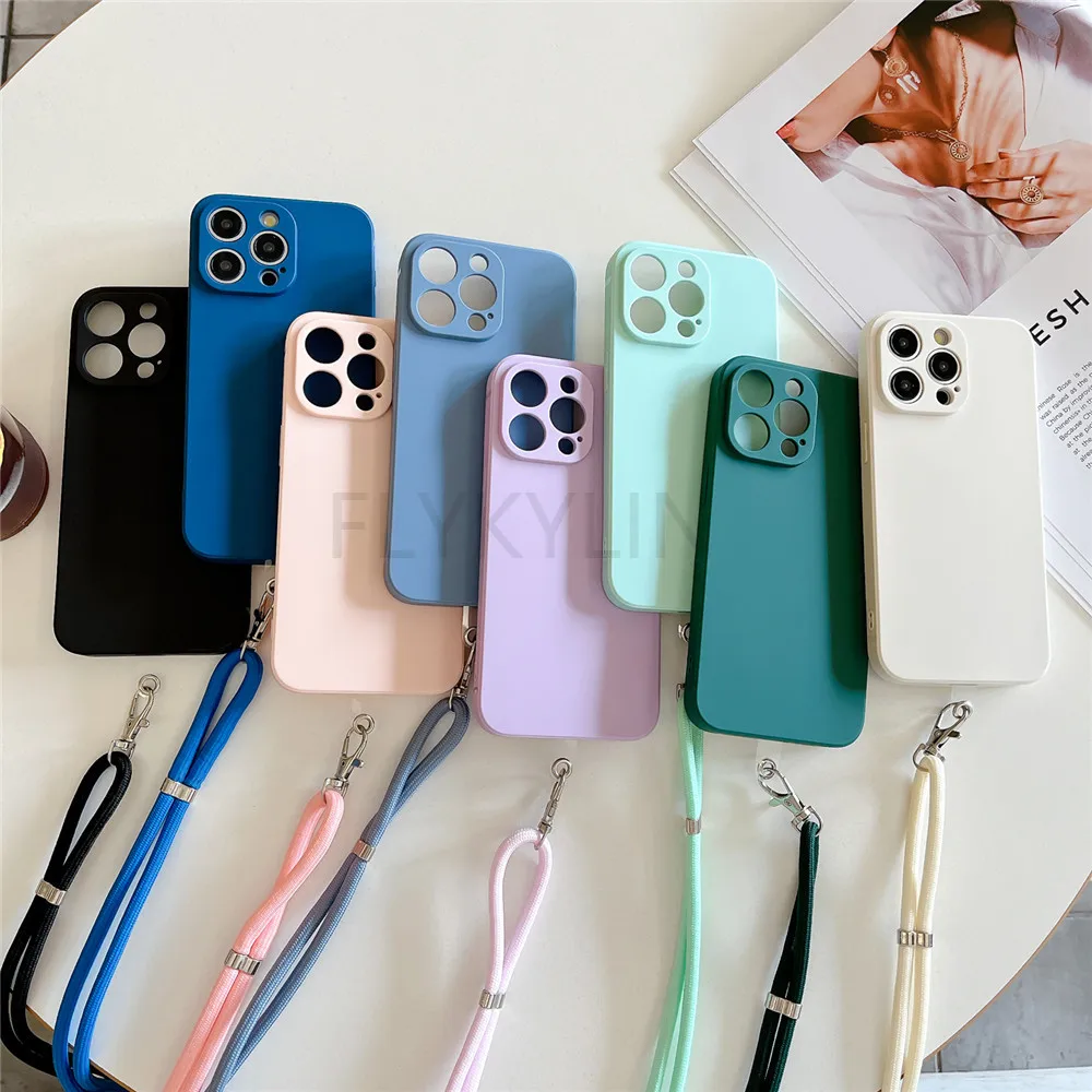 Versatile Silicone Crossbody Phone Case with Necklace Strap