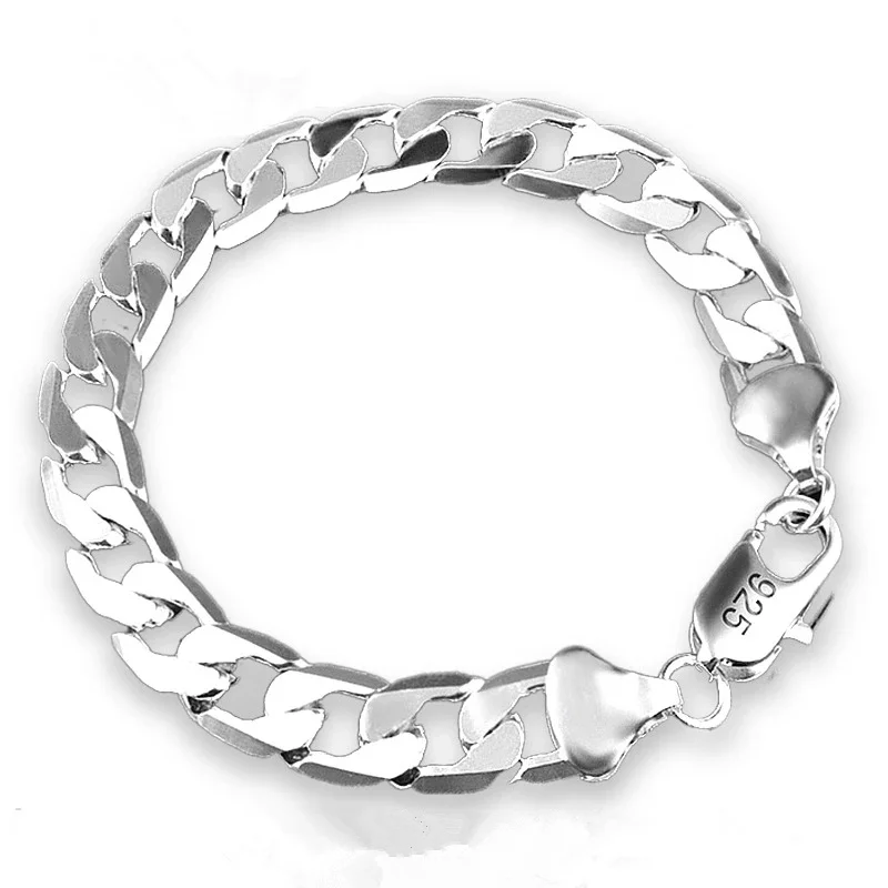 Bracciale in argento sterling 925 Bracciale in argento laterale 6MM8MM10MM Bracciale Gioielli per uomo e donna_voghion.com