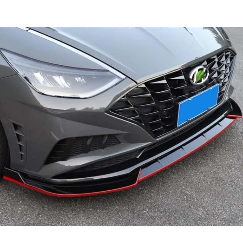 

For 3PCS NEW Hyundai Sonata ABS Front Bumper Lip Diffuser Splitter Anti-Collision Black Accessories Body Kit 2019-2023 Year