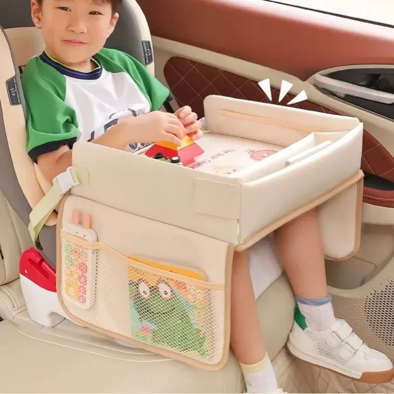 Foldable Car Seat Tray for Kids – Waterproof & Portable Design with Multiple Pockets, Large Capacity Table for Diningl