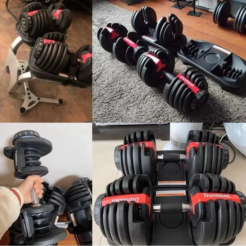 Adjustable Dumbbell 24KG/40KG Dumbbell Set with Tray for Workout Strength Training Fitness
