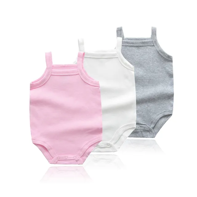 Summer 0-48M Baby Girl Clothes  Cotton Material Vest Baby Jumpsuit Solid Color Soft And Comfortable Newborn Baby Bodysuit 1