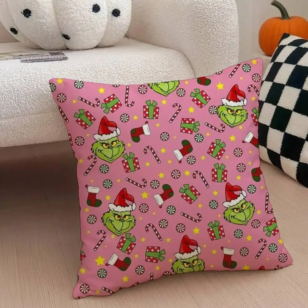 Film Der G-Grinch C-Weihnachtskissenbezug Anti-Dustmite-Kissenbezug Unsichtbarer Reißverschluss seidiger kurzer Plüsch Sofakissenbezug – Detail 7