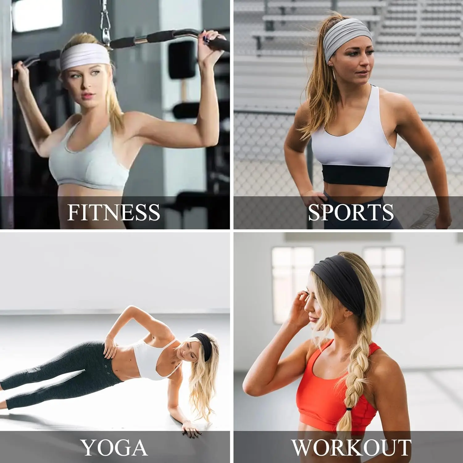 8 Fasce Per Capelli Donna Antiscivolo – Morbide In Cotone Elasticizzato Per Sport, Yoga, Corsa E Uso Quotidiano - 3