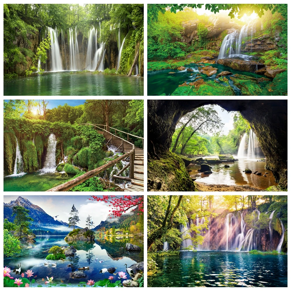 

Nature Scenery Waterfall Mountain Water Photography Backdrop River Lake Forest Landscape Portrait Photo Background Room Decor