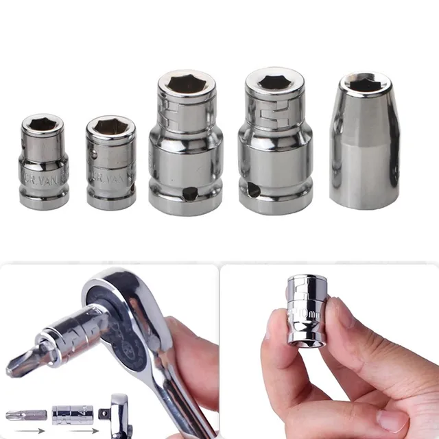 Universal Socket Hex Bit Holder Converter 1/4 3/8 1/2 8mm 10mm Ratchet Socket Adapter Spanner Wrench Screwdriver Bit 3