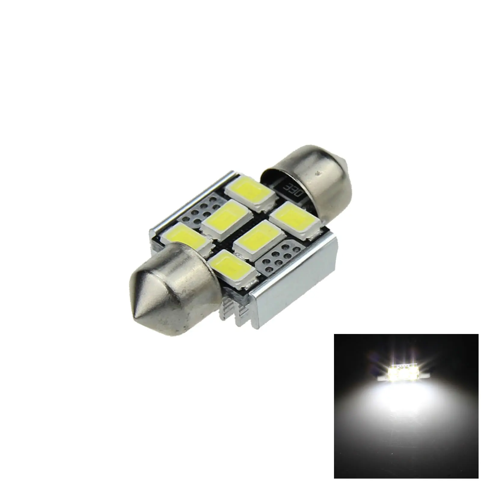 

1x белая автомобильная лампа-гирлянда 31 мм, интерьерная фотолампа, безотказная шина, 6 излучателей 5630 SMD, фотосессия 30 мм