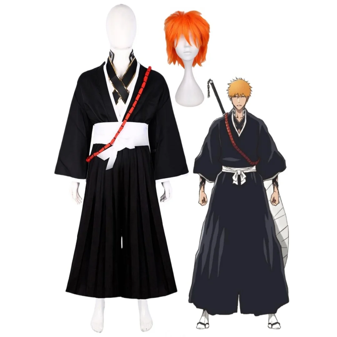 

Костюм для косплея из аниме отбеливатель Kurosaki Ichigo, парик для Хэллоуина, набор для вечеринки