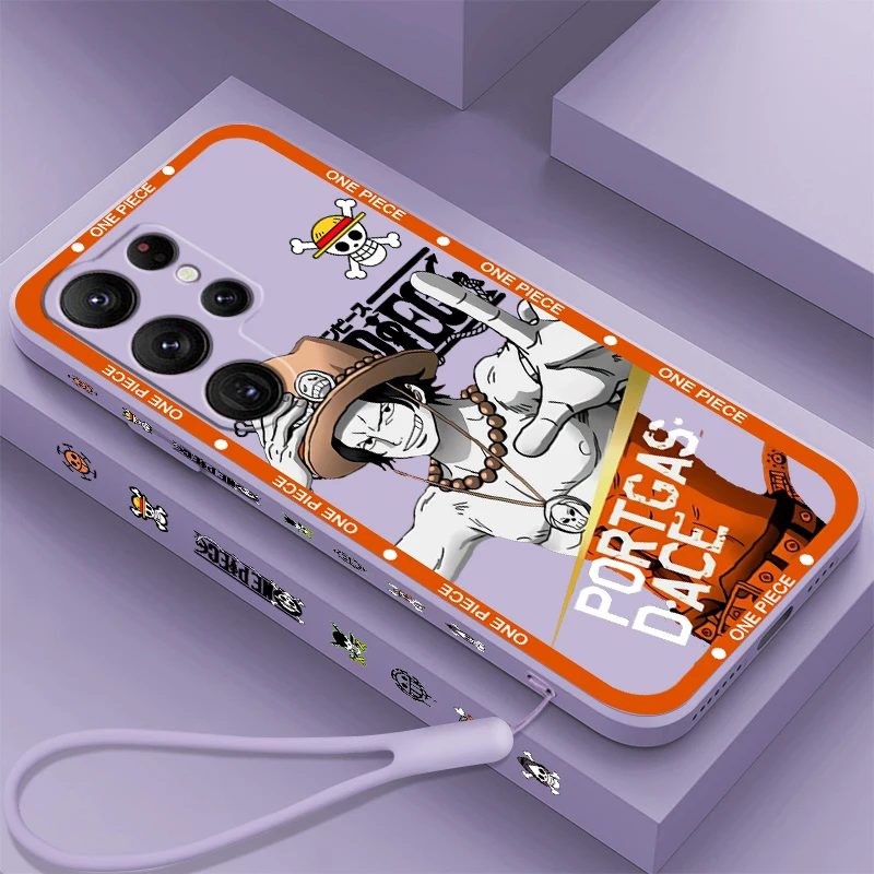 Un Pezzo P D. L-Rufy Cute Liquid Left Rope Per Samsung Galaxy S24 S23 S22 S21 S20 Fe S10 Ultra Plus Lite 5G Cover Tpu