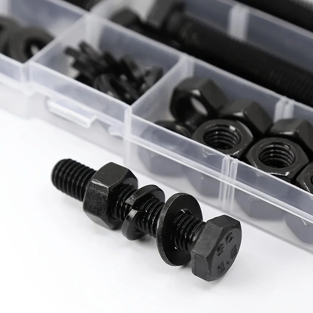 163 Set M4 M5 M6 Heavy Duty Bolts and Nuts Assortment Kit Alloy Steel Grade 8.8 Includes 13 Most Common Sizes