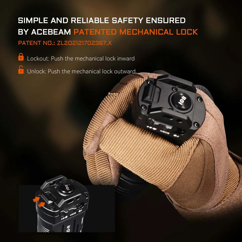 ACEBEAM タクティカル懐中電灯 X20-R USB C 充電出力 SFT-25R LED 8000