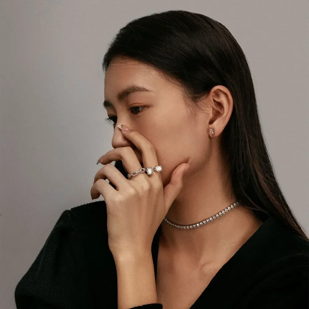 قلادة تنس قابلة للتعديل من الفضة الإسترليني s925 م...