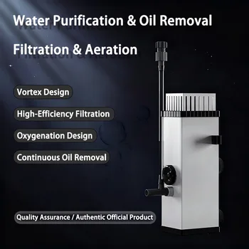 เครื่องกรองน้ำแบบติดผนังตู้ปลา กำจัดคราบน้ำมันอัตโนมัติ ขนาดเล็ก เงียบ สำหรับกรองน้ำในตู้ปลา 1