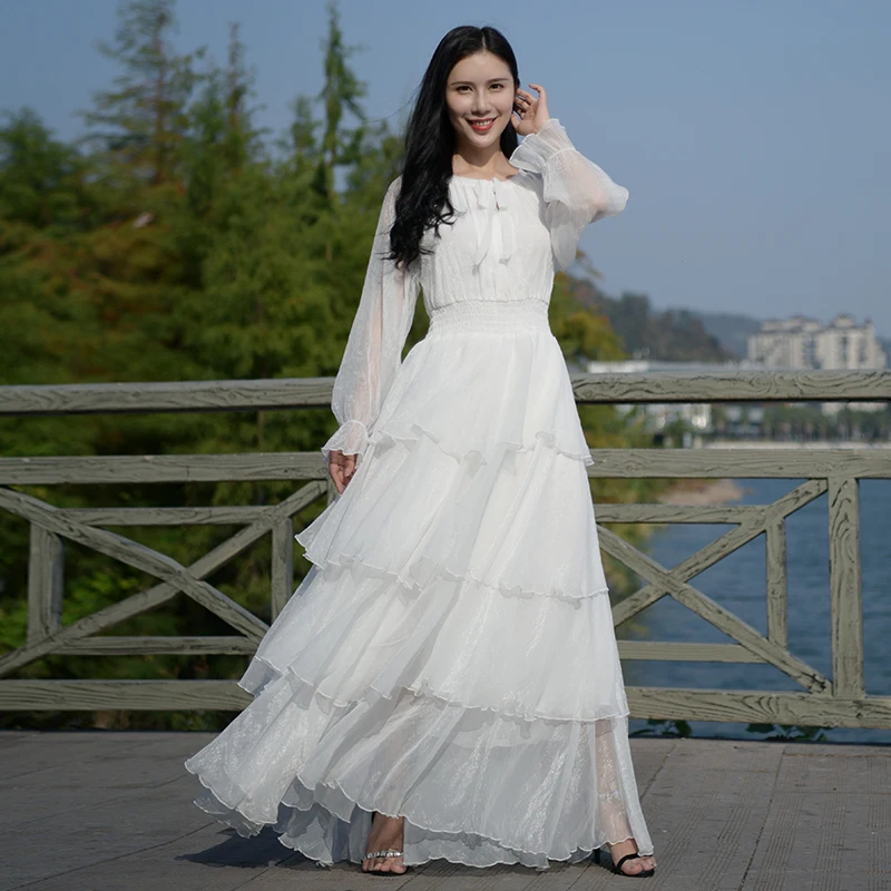 

Silky Layers Maxi Dress Plus Size Boho/Celebrity/Graduation/Wedding/Dinner Guest Dress Beach Long Sleeve Bridesmaid Dress Robes