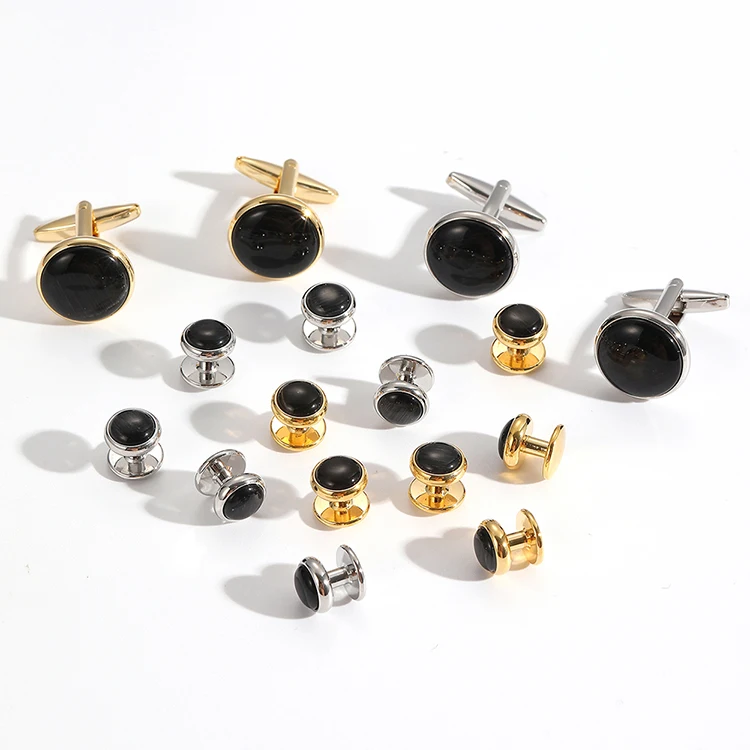 Maßgefertigte Manschettenknöpfe Hemd-Set Luxus-Geschenk für den Freund Edle Modeschmuck Herren-Manschettenknöpfe – Detail 6
