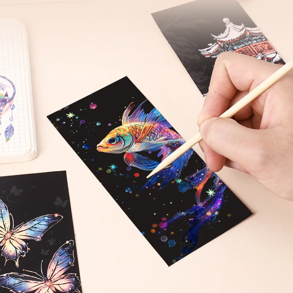 12 colorful bookmark scratch paper handmade DIY, bookmark drawing portable graffiti scratch drawing 2