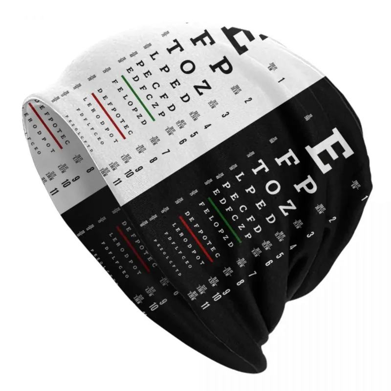 

Snellen Chart Eye Test Bonnet Hat Knitting Hats Men Women Unisex Adult Optometrist Optician Winter Warm Skullies Beanies Caps