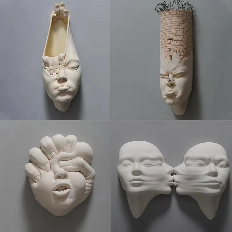 AbstractWallHangingResinStatueCreativeHumanFaceExpression