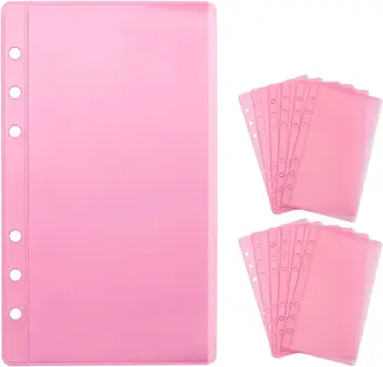 12 buste colorate per contanti con cerniera, buste colorate per raccoglitori A6, inserti per raccoglitori economici, protezione per fogli in PVC per raccoglitori A6 a 6 anelli