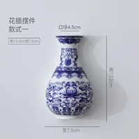Ceramic vase, antique blue and white porcelain flower container, lucky bamboo, living room and home decoration, wall hanging 6