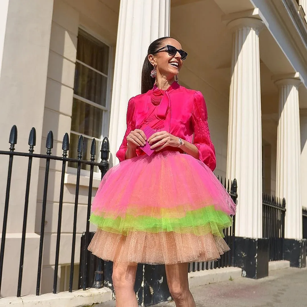 

Spring Summer Colorful Tulle Skirts Mini Above Knee Skirt Women Birthday PartyTutu Skirt Custom Made mujer faldas