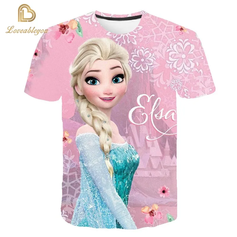 Nuova Estate Frozen 2 T Shirt Anna Elsa Meisje 3D Stampa Digitale Kleding Top Frozen Snow Queen Anna Elsa Cartoon Print Shirts
