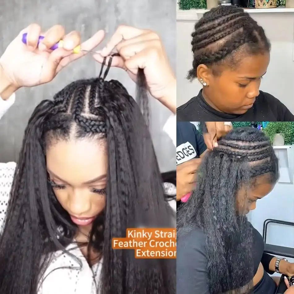 Feathered Human Crochet Hair For Braiding Boho Braids 100% Raw Human Hair Extensions Miracle Knots Crochet Human Hair 3